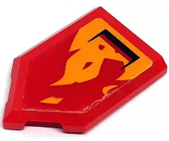 Tile, Modified 2 x 3 Pentagonal with Black Air Vent and Bright Light Orange Flames Pattern Model Left Side (Sticker) - Set 71748