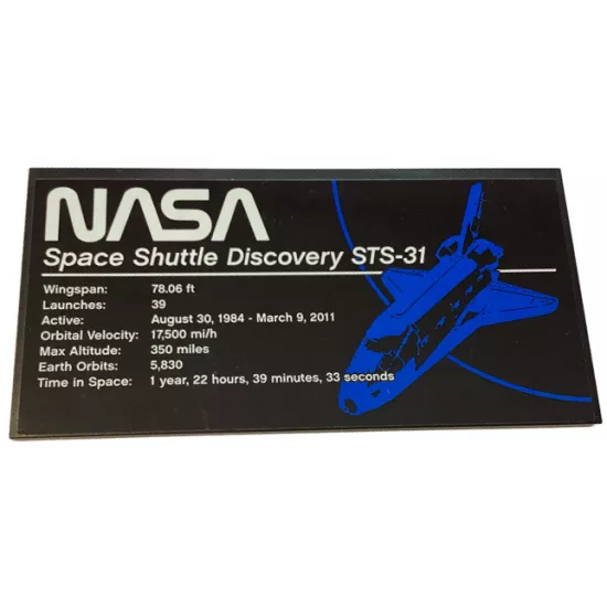 Tile 8 x 16 with Bottom Tubes, Textured Surface with Space Shuttle Discovery STS-31 Pattern (Sticker) - Set 10283