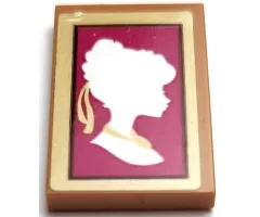 Tile 2 x 3 with White Anna Silhouette on Magenta Background in Gold Frame Pattern (Sticker) - Set 41167