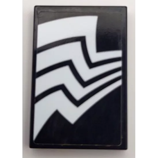 Tile 2 x 3 with 4 White Zigzag Stripes / Spider Legs (Venom) Pattern Model Right Side (Sticker) - Set 76115