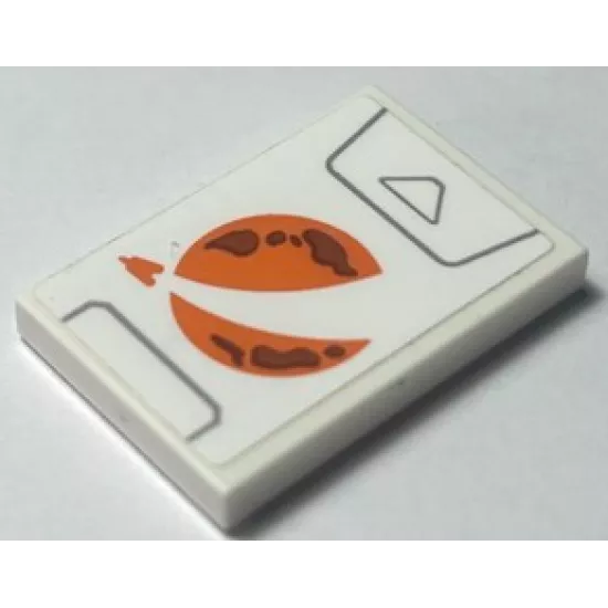 Tile 2 x 3 with Orange City Mars Exploration Logo and Light Bluish Gray Lines Pattern (Sticker) - Set 60227