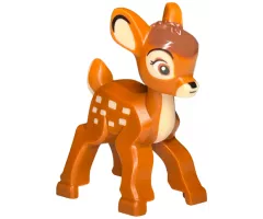 Deer with Molded Tan Front, Tail and Muzzle and Printed Eyes, Ears, Camouflage Spots, White Eyes, Black Nose and Mouth and Reddish Brown Crest Pattern (Bambi)