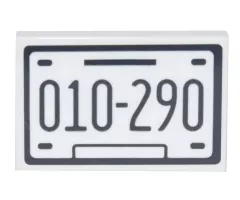 Tile 2 x 3 with License Plate and Black '010-290' Pattern (Sticker) - Set 10290