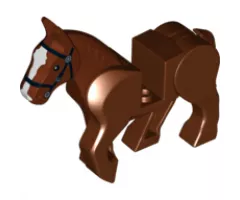 Horse, Movable Legs with Black Eyes, White Pupils, Black Bridle and White Blaze Pattern