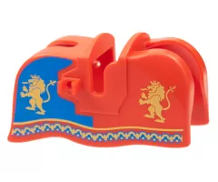 Horse Barding, Smooth Edge with Gold Lions and Border and Blue Panel Pattern