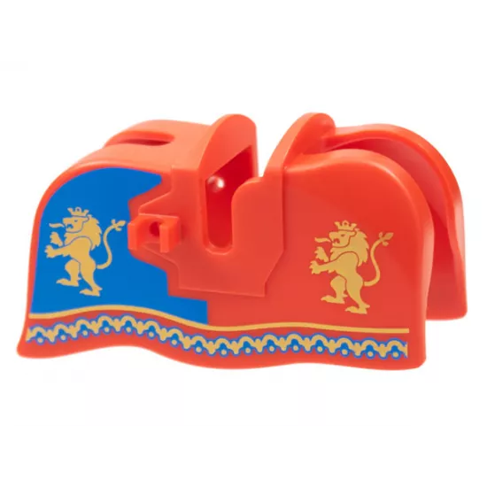 Horse Barding, Smooth Edge with Gold Lions and Border and Blue Panel Pattern