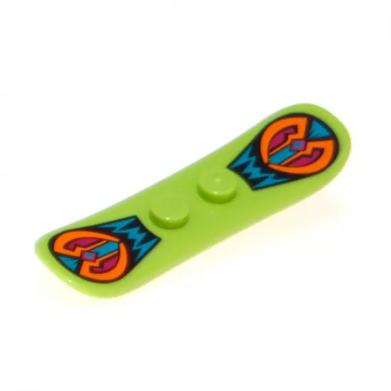 Minifigure, Utensil Snowboard Small with Black, Dark Turquoise, Orange and Magenta Decoration Pattern (BAM)