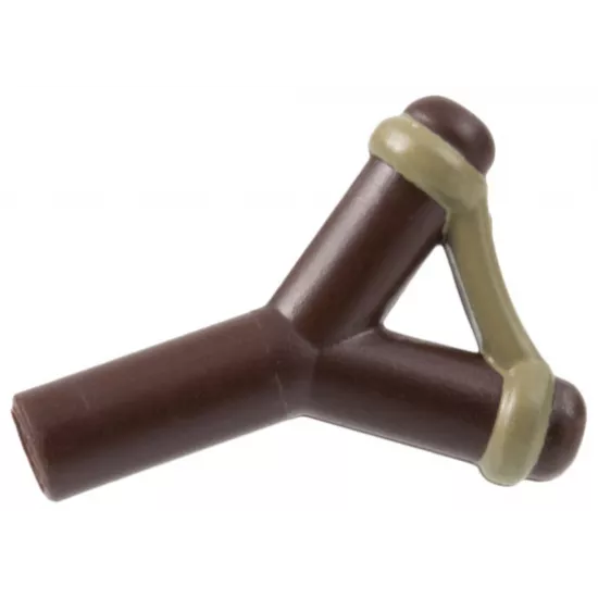 Minifigure, Weapon Slingshot with Dark Tan Band Pattern