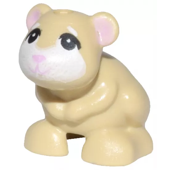 Hamster / Mouse, Friends / Elves with Black Eyes, Bright Pink Nose, Mouth, and Ears and White Muzzle and Blaze Pattern (Jellybean)
