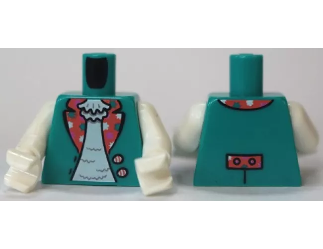 Torso Open Vest with Coral Lapels and 2 Buttons over White Shirt Pattern (BAM) / White Arms / White Hands