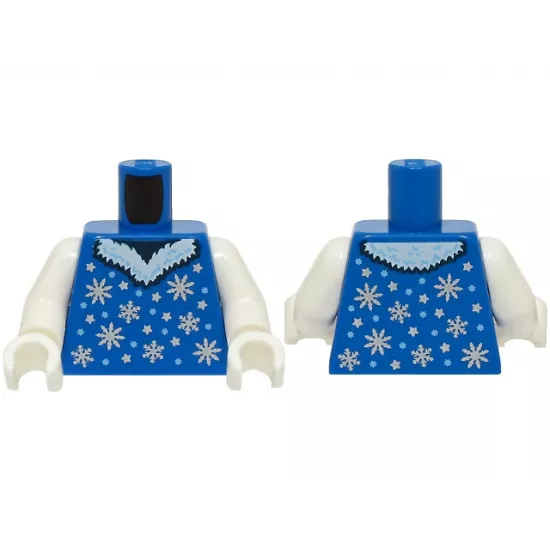 Torso Dress with Silver and Bright Light Blue Snowflakes and Stars and White Fur Collar Pattern (BAM) / White Arms / White Hands