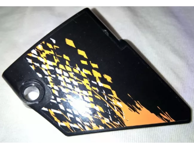 Technic, Panel Fairing #14 Large Short Smooth, Side B with White and Orange Rhombuses Pattern (Sticker) - Set 9398