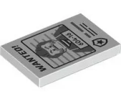 Tile 2 x 3 with Black 'WANTED!' and Dark Bluish Gray Minifigure with '604-16' Pattern