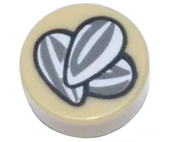 Tile, Round 1 x 1 with Dark Bluish Gray and White Sunflower Seeds Pattern