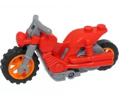 Stuntz Flywheel Motorcycle Bike Dual Exhaust with Dark Bluish Gray Frame and Handlebars and Orange Wheels