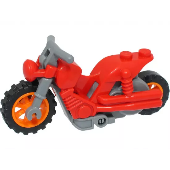 Stuntz Flywheel Motorcycle Bike Dual Exhaust with Dark Bluish Gray Frame and Handlebars and Orange Wheels