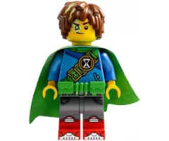 Mateo - Dark Azure Robe, Bright Green Utility Belt and Cape