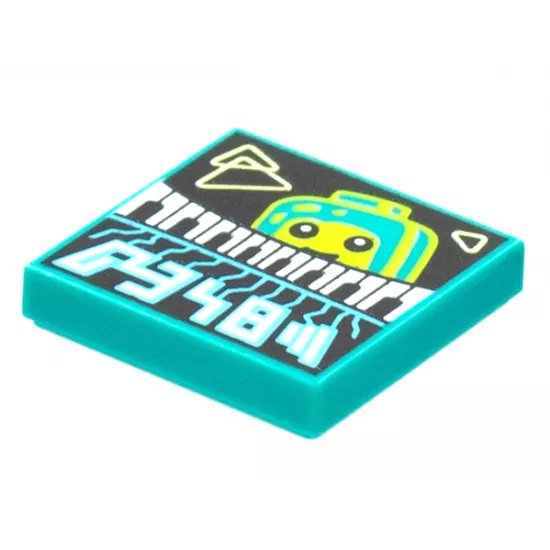 Tile 2 x 2 with BeatBit Album Cover - Lime Minifigure Looking Over Keyboard Pattern