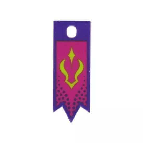 Plastic Part for Sets 41179 and 41180 - Dark Purple and Magenta Flag with Lime Elves Symbol Pattern