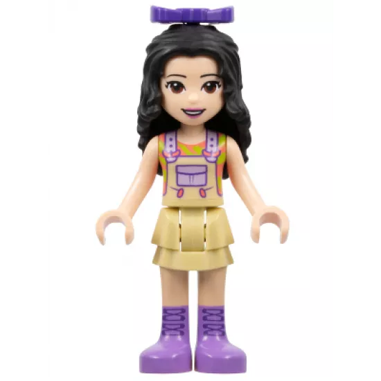 Friends Emma, Tan Dress with Straps, Medium Lavender Boots, Dark Purple Bow