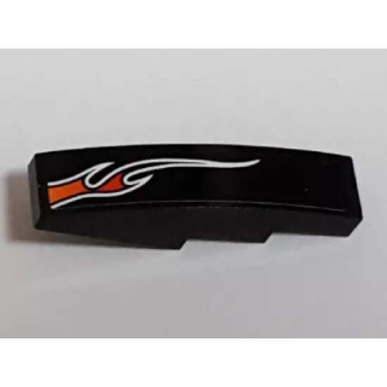 Slope, Curved 4 x 1 with Orange Flame Pattern Lower Left Side (Sticker) - Set 8164