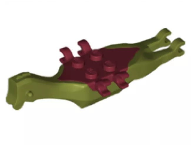 Dinosaur Body Pteranodon, 4 Studs, 6 Clips with Fixed Dark Red Top