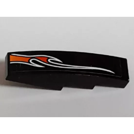 Slope, Curved 4 x 1 with Orange Flame Pattern Upper Right Side (Sticker) - Set 8164