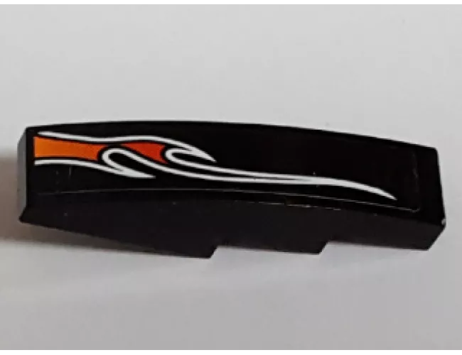 Slope, Curved 4 x 1 with Orange Flame Pattern Upper Right Side (Sticker) - Set 8164