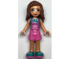 Friends Olivia, Dark Pink Overalls, Dark Turquoise Top
