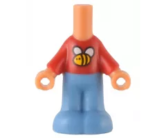 Micro Doll, Body with Molded Red Top and Medium Blue Pants and Printed Bee Pattern
