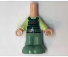 Micro Doll, Body with Molded Yellowish Green Top and Sand Green Pants and Printed Black, Dark Silver, and Dark Turquoise Armor Pattern