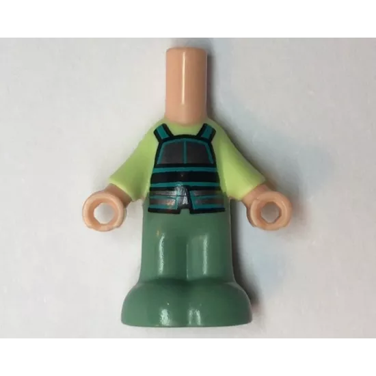 Micro Doll, Body with Molded Yellowish Green Top and Sand Green Pants and Printed Black, Dark Silver, and Dark Turquoise Armor Pattern