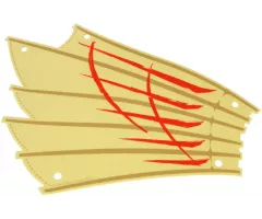 Cloth Sail 27 x 20 with Dark Tan Ribs and Stitching, Red Stripes, LEGO Copyright on Left Pattern