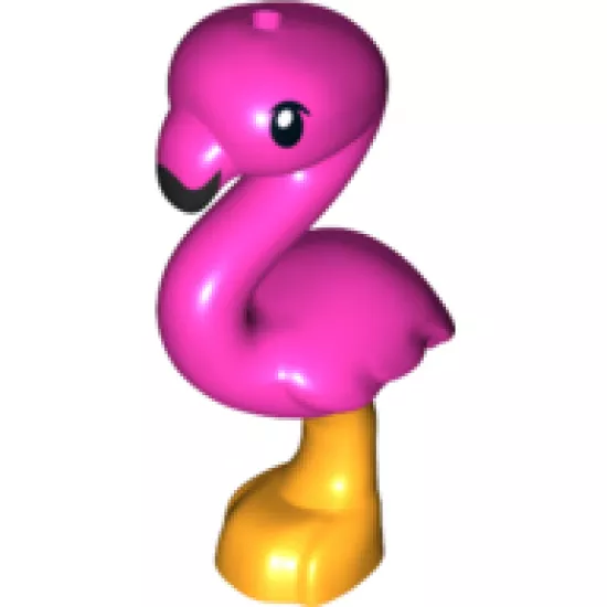 Animal, Air Bird Flamingo Friends with Dark Pink Body, Black Eyes and Beak Pattern