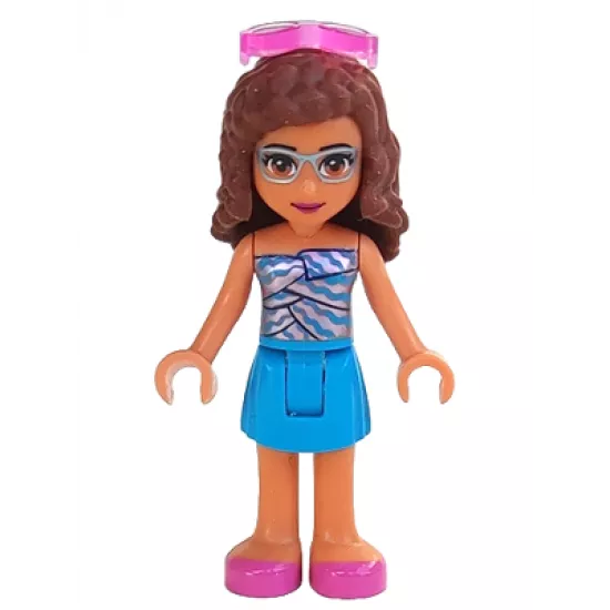 Friends Olivia, Dark Azure Skirt, Dark Azure and Bright Pink Top, Dark Pink Shoes, Sunglasses