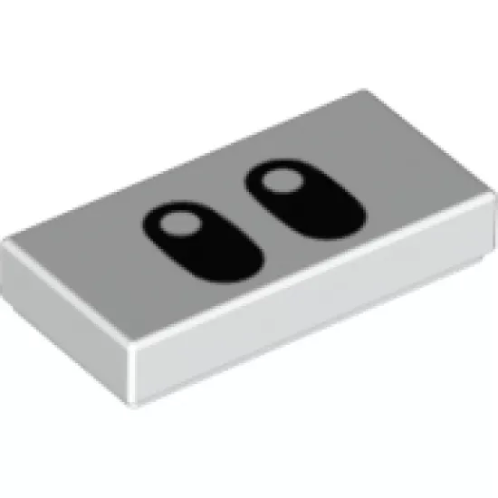 Tile 1 x 2 with Black Elongated Eyes Pattern (Super Mario Foo)