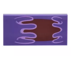 Tile 2 x 4 with Dark Red Open Mouth with Lavender Slime Lips Pattern (Bogmire)