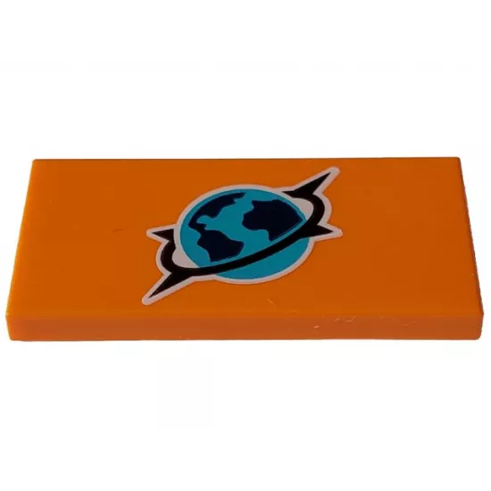 Tile 2 x 4 with Medium Azure, Dark Blue and Black Arctic Explorer Logo Pattern