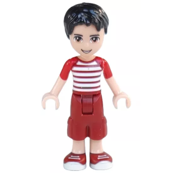 Friends Nate, Dark Red Cropped Trousers Large Pockets, Red and White Striped Shirt