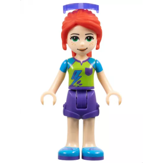 Friends Mia, Dark Purple Shorts, Lime Top, Red Hair, Sunglasses