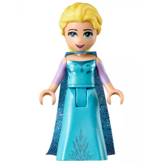 Elsa - Medium Blue Long Narrow Cape, Lavender Sleeves