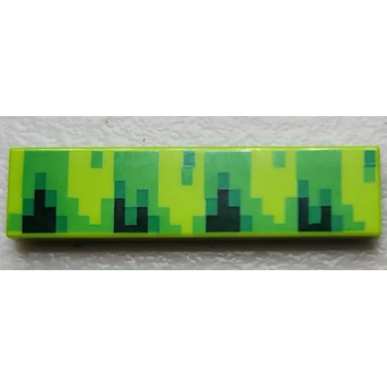 Tile 1 x 4 with Pixelated Bright Green, Dark Green, and Green Pattern (Sonic Grass)