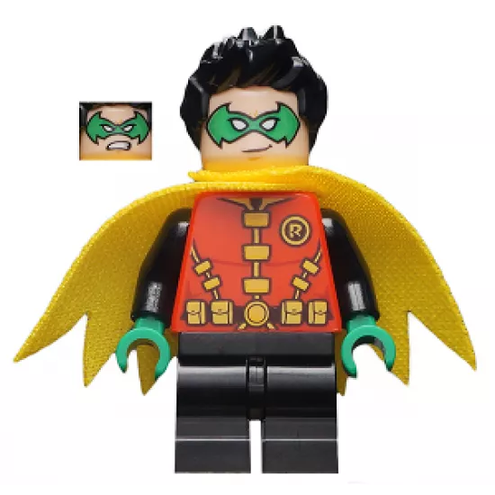 Robin - Green Mask and Hands, Black Medium Legs, Yellow Scalloped Cape