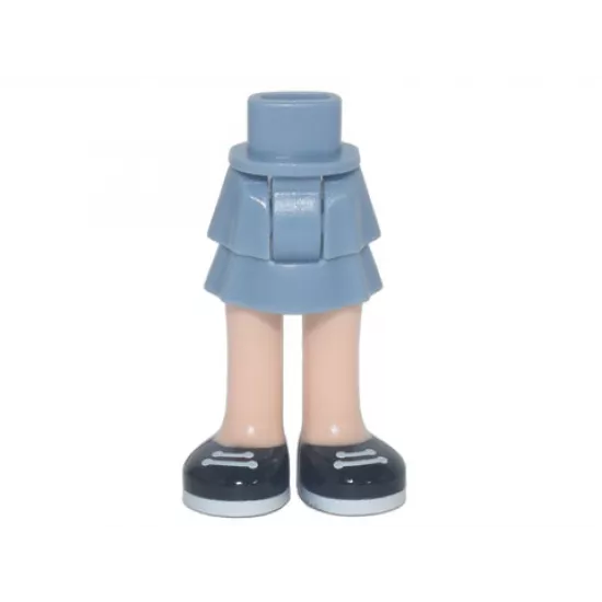 Mini Doll Hips and Skirt Layered, Light Nougat Legs and Black Shoes with White Laces Pattern - Thick Hinge