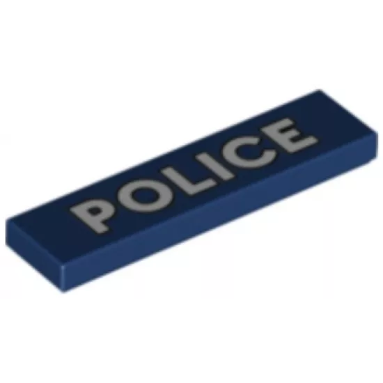 Tile 1 x 4 with White 'POLICE' with Black Outline Pattern