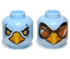 Minifigure, Head Dual Sided Alien Chima Eagle with Beak, Yellow Eyes / Orange Goggles Pattern