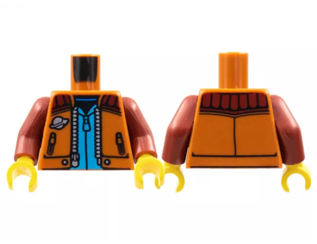 Torso Jacket with Dark Red Shoulders, Silver Classic Space Logo, Dark Azure Shirt Pattern / Dark Red Arms / Yellow Hands