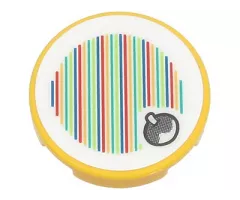 Tile, Round 2 x 2 with Bottom Stud Holder with Super Mario Scanner Code Fruit Pattern (Sticker) - Set 71407