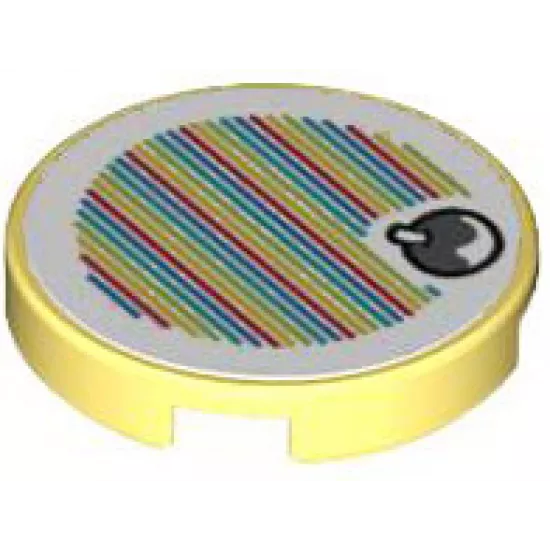 Tile, Round 2 x 2 with Bottom Stud Holder with Super Mario Scanner Code Fruit Pattern (Sticker) - Set 71406
