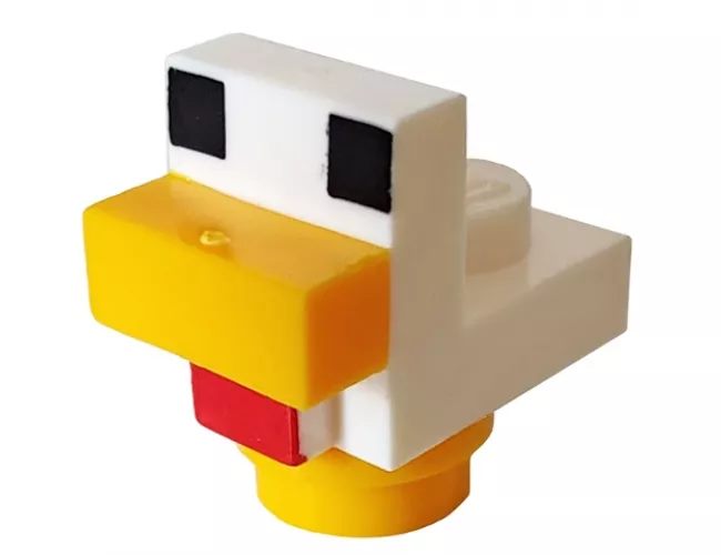 Minecraft Chicken, Baby with Bright Light Orange Feet - Brick Built